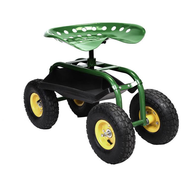 Red/Green Garden Cart Rolling Work Seat with Heavy Duty Tool Tray Gardening Planting-Green - image 1