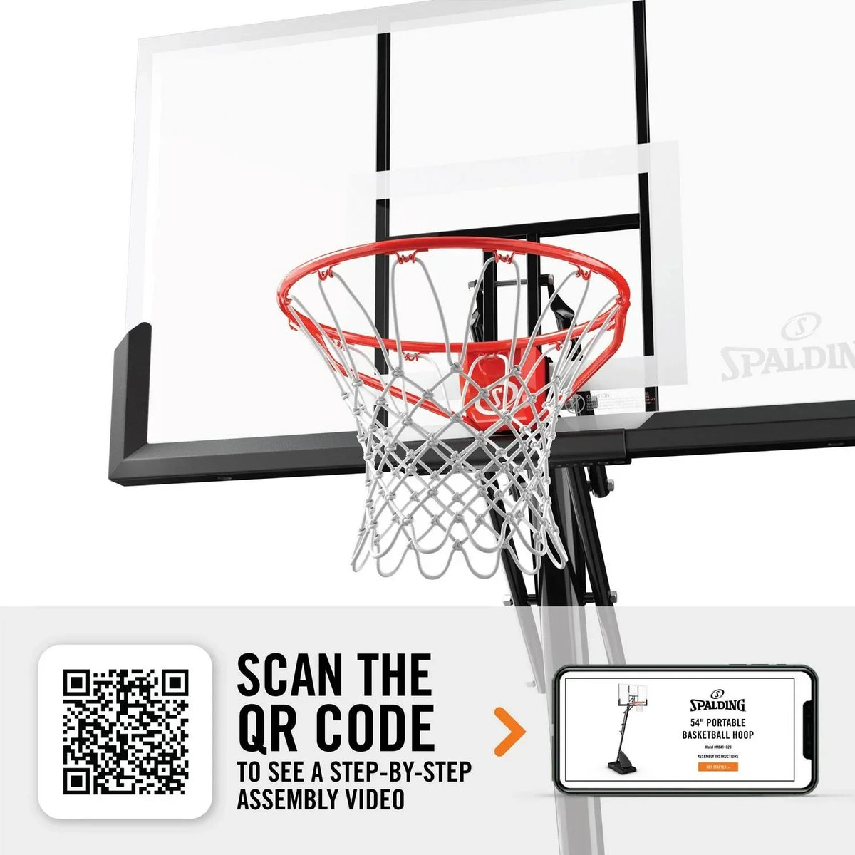 2025 Spalding 54-inch shatterproof polycarbonate Exacta height basketball hoop system, portable - image 3