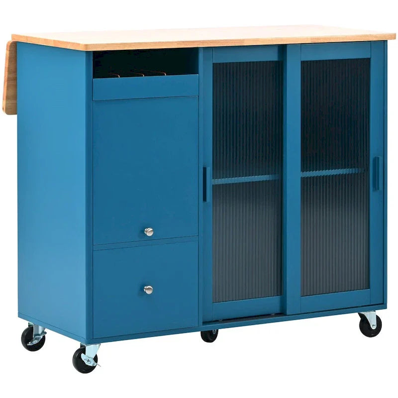 Merax Spacious Kitchen Island Cart with Adjustable Shelf and Dual Drawers - image 24