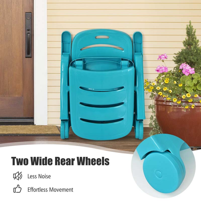 Rolling Folding Plastic Pool Lounge Chair With Armrests 5 Position Outdoor Sun Lounger Patio Deck Chair Beach Chair - Comfort