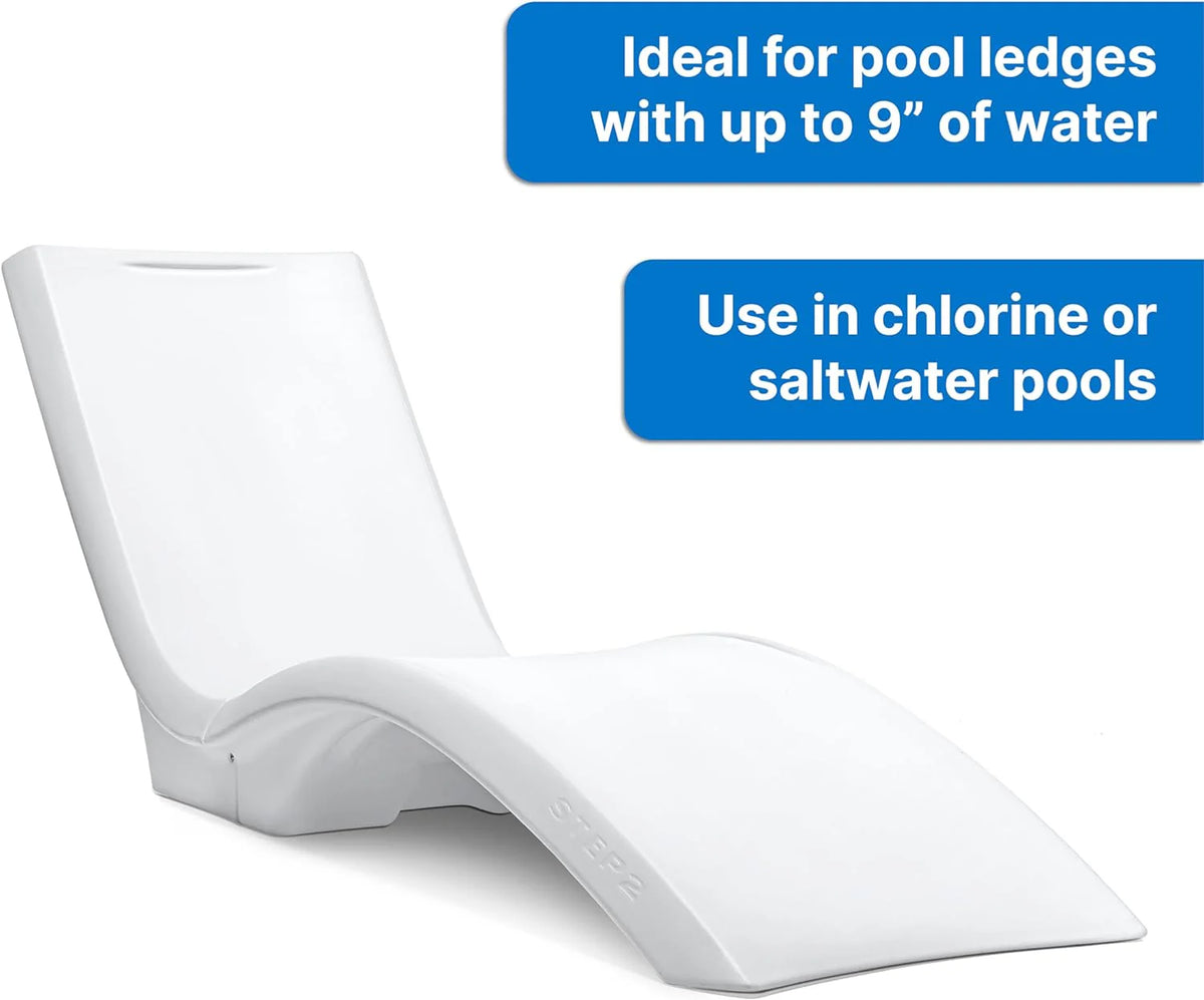 Pool Lounger, Fade-Resistant, Waterproof Patio Furniture, Pool Lounge Chair for Sun Shelf, Use in Pools with Shelves Up to 9-Inches Deep or Outside Pool Deck, Weighted, White - image 8