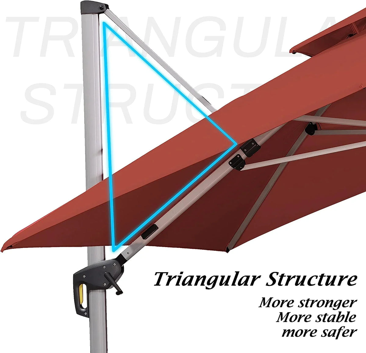 12ft Solar LED Patio Umbrella Outdoor Round Umbrella Large Cantilever Umbrella with LED Lights Windproof Bias Umbrella Heavy 