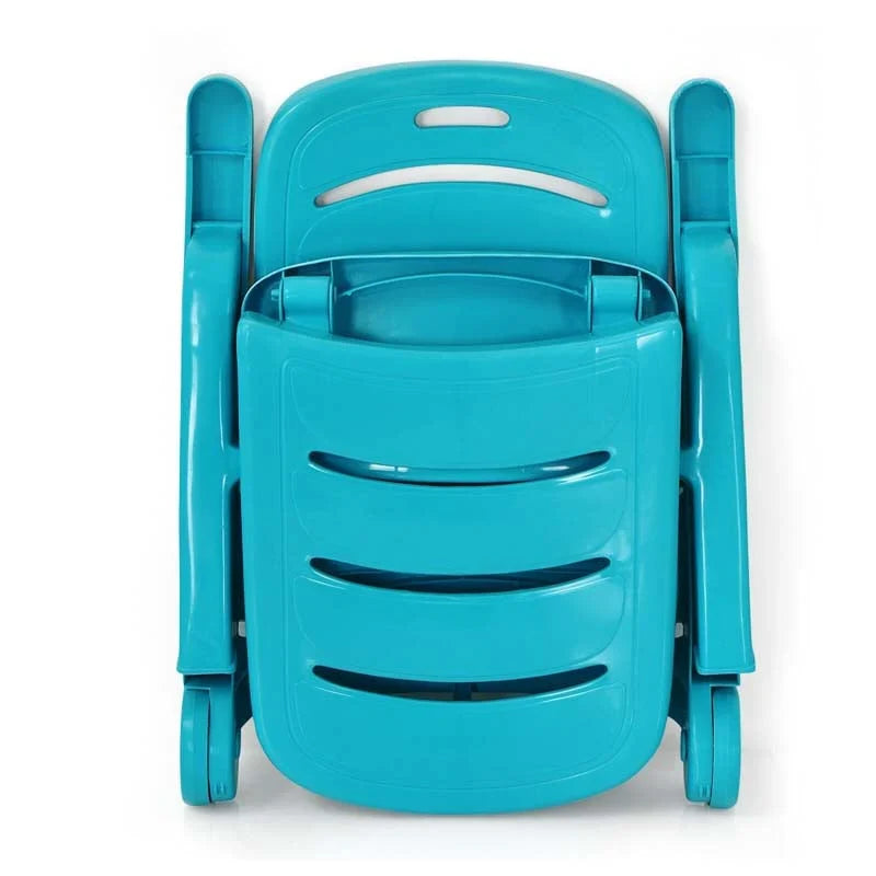 Rolling Folding Plastic Pool Lounge Chair With Armrests 5 Position Outdoor Sun Lounger Patio Deck Chair Beach Chair - Comfort