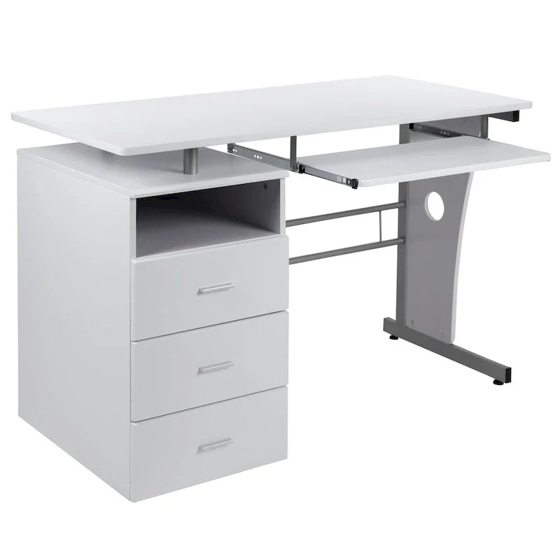 3-Drawer Pedestal Computer Desk with Keyboard Tray - image 34