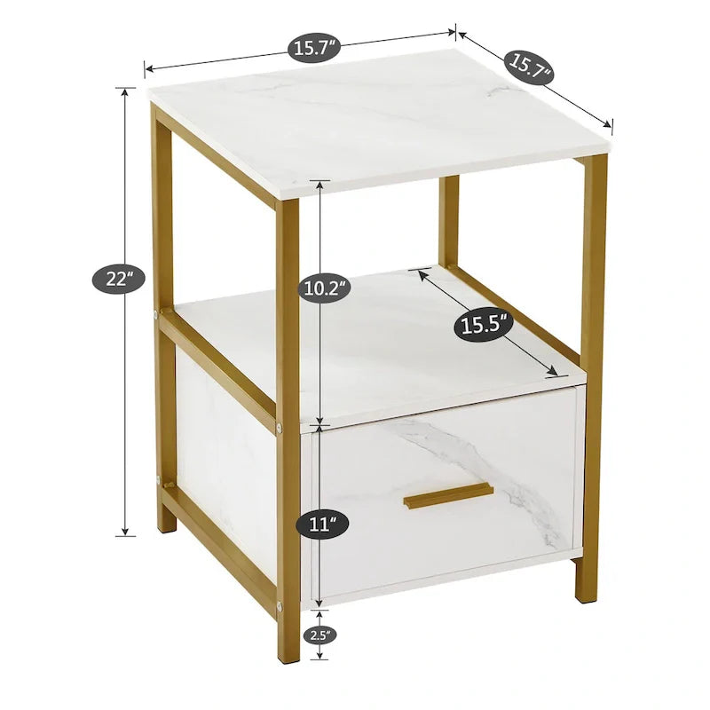 Javlergo Set of 2 Modern Square 1-Drawer Nightstands - Stylish End Tables for Bedroom and Living Room - image 9