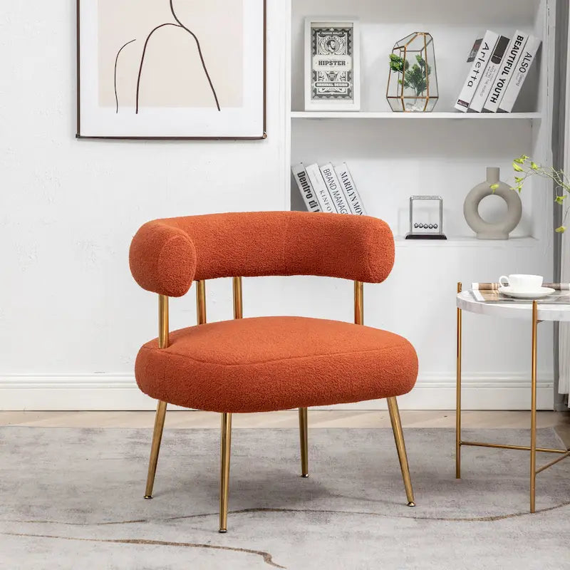 SEYNAR Contemporary Glam Upholstered Open-Back Accent Chair with Gold Legs - image 1