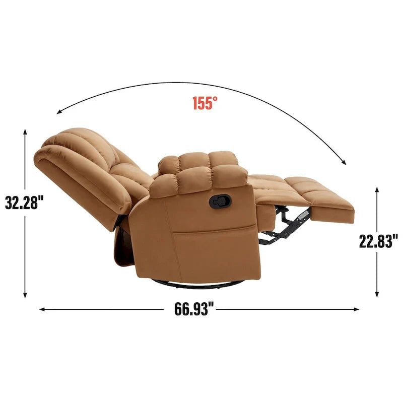 Extra-Large Swivel Rocker Recliner with Footrest and Pockets - Manual Operation - image 30