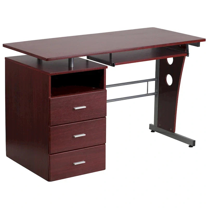 3-Drawer Pedestal Computer Desk with Keyboard Tray - image 7