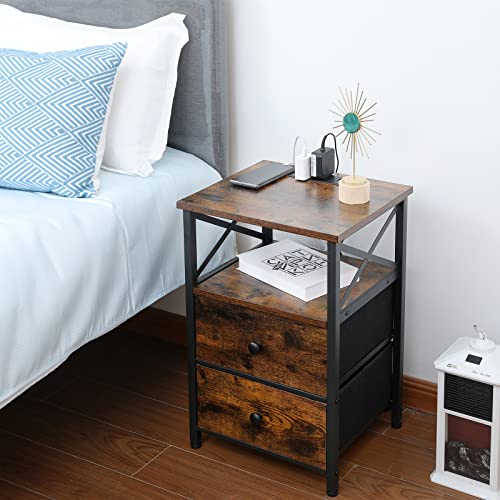 AMHANCIBLE Night Stand Set 2, Nightstand with Charging Station - image 2