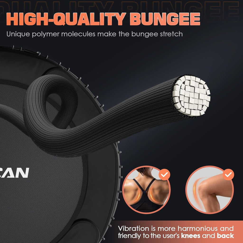 BCAN 450/550 LBS Foldable Mini Trampoline, 40"/48" Fitness Trampoline with Bungees, U Shape Adjustable Foam Handle, Stable & Quiet Exercise Rebounder for Adults Indoor/Outdoor Workout - image 36