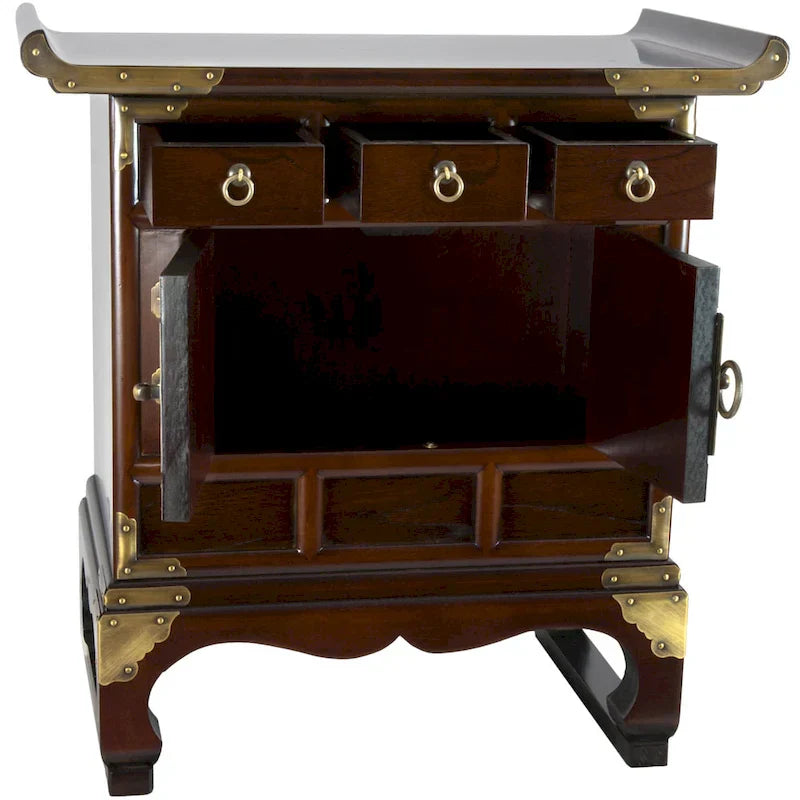 Handcrafted Korean Antique-Style 3-Drawer End Table Cabinet - image 2