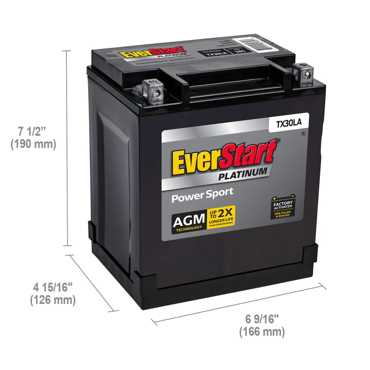 EverStart Platinum AGM PowerSport Battery, Group Size TX30LA 12 Volts, 385 CCA - image 3