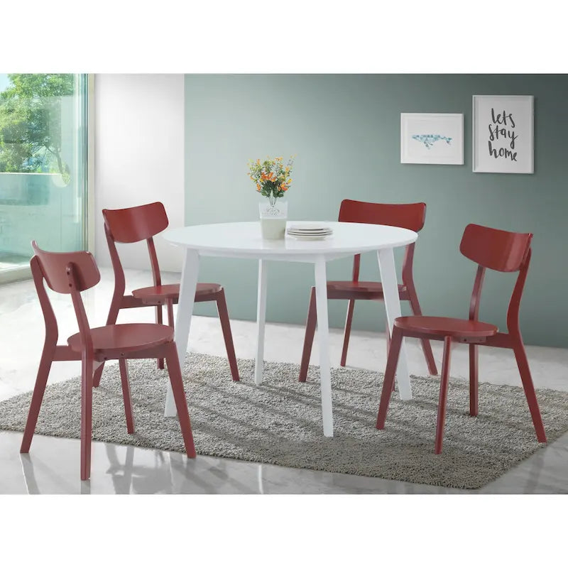 Roundhill Furniture Roma Modern White Round Dining Table - image 5