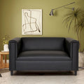 Mid-Century Modern Loveseat Sofa by Coast to Coast - Upholstered Faux Leather with Solid Wood Frame - image 1
