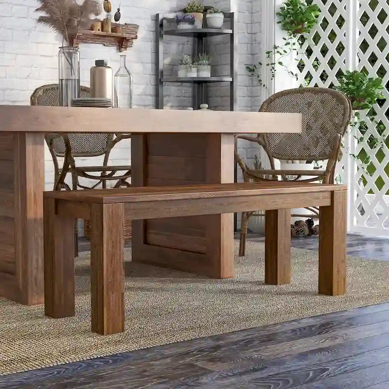 Anaisha Rustic Solid Mango Wood Dining Bench - Furniture of America - image 3