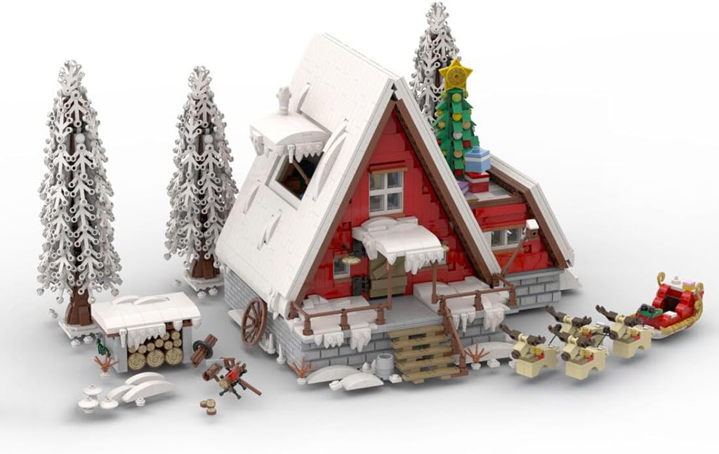 Christmas Country Church Building Kit, MOC-147549 Winter Modular Building Blocks Christmas House Building Block Building Toy 