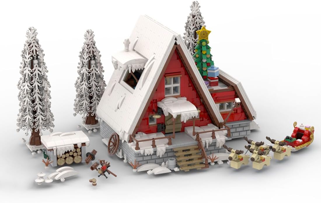 Christmas Country Church Building Kit, MOC-147549 Winter Modular Building Blocks Christmas House Building Block Building Toy 