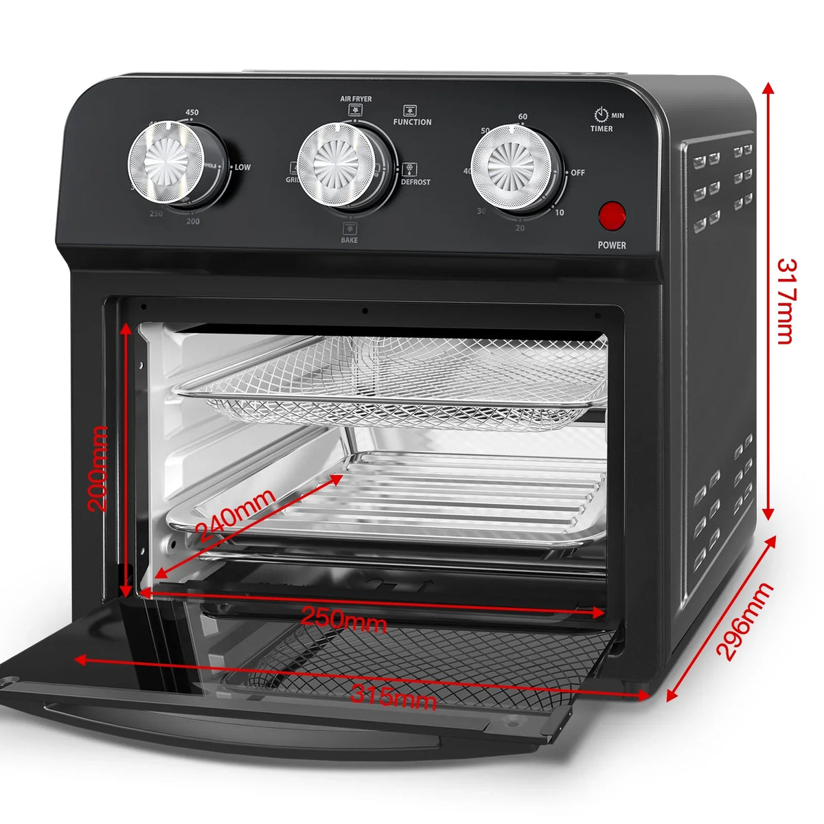 PlumChef 13 Quart 4 Slices Air Fryer Convection Toaster Oven, 1500W, 7 in 1 Multifunction with Roast, Bake, Grill, Broil, Toast, Dehydrate, Defrost - image 26