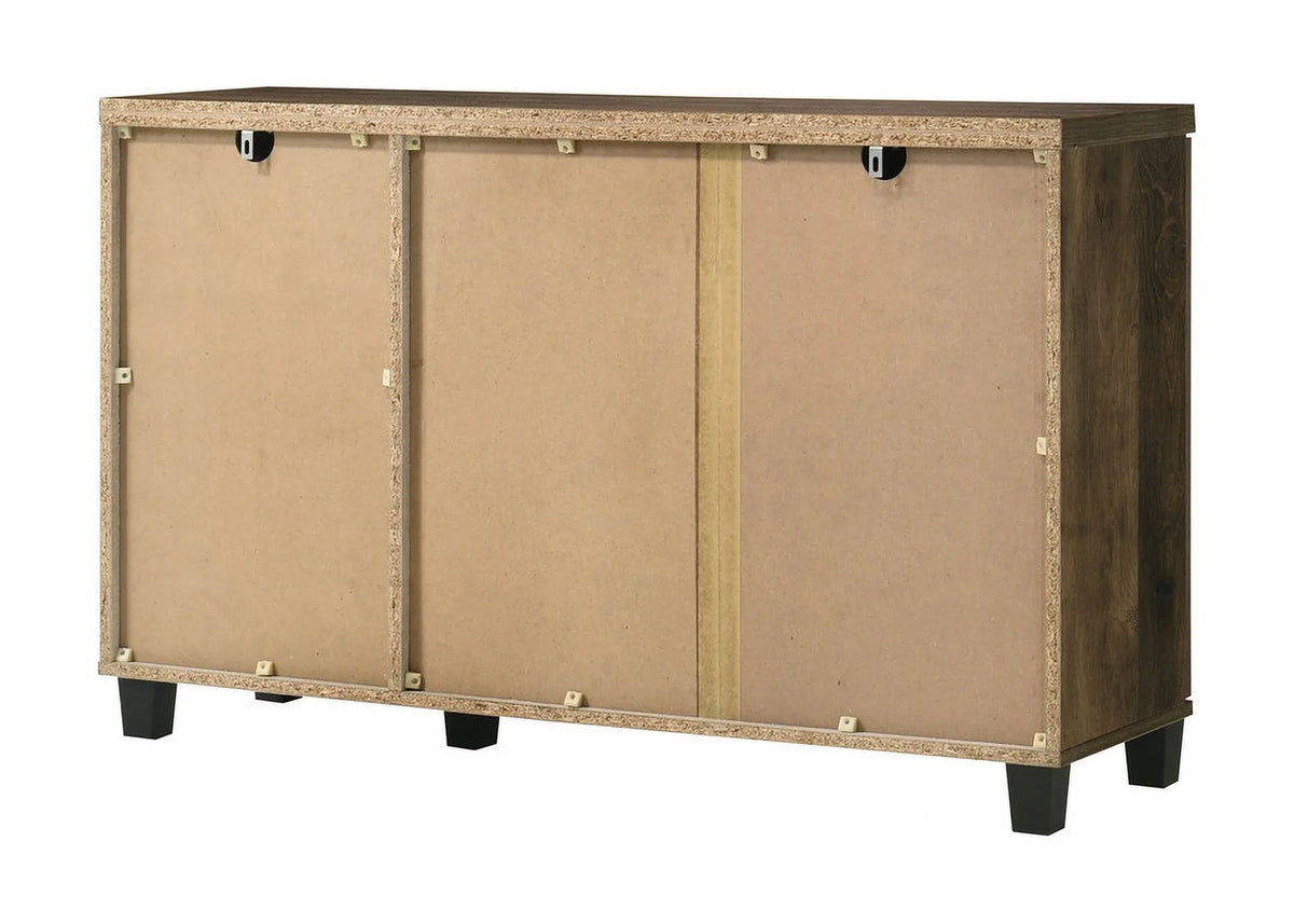 Qumbnk Wood Shoes Storage Cabinet with Handle, 3 Door Accent Cabinet for Living Room, Bedroom, Dark Brown - image 4