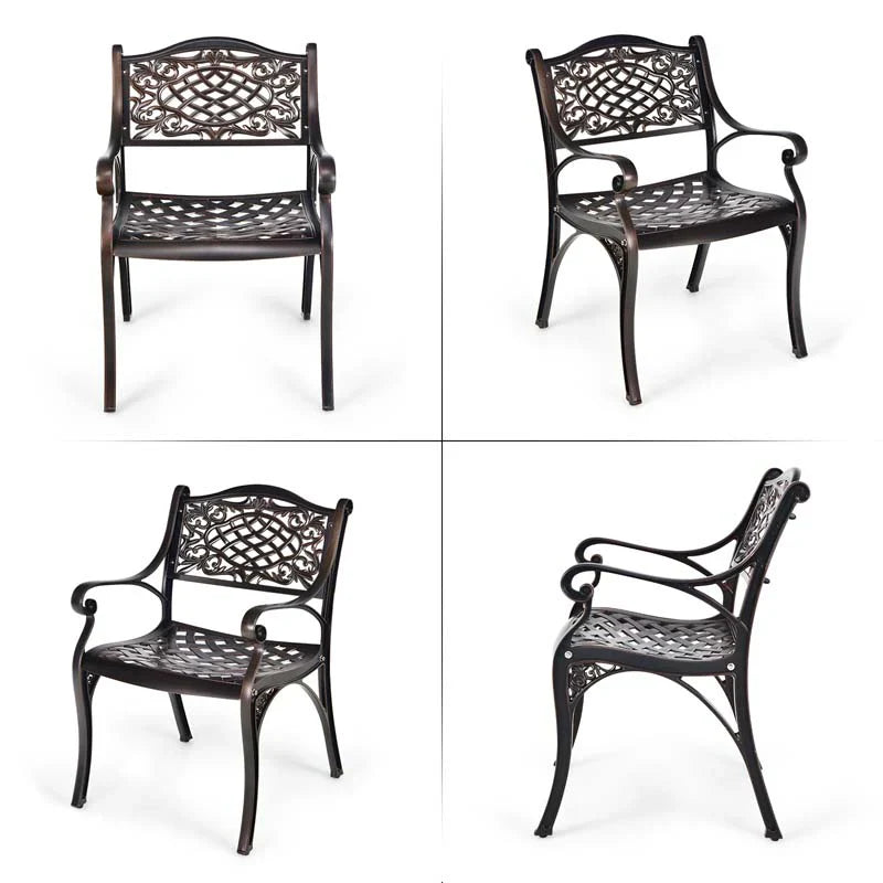 2/4Pcs All-Weather Cast Aluminum Chairs with Armrests & Curved Seats, Outdoor Dining Chairs Patio Bistro Armchairs - image 5