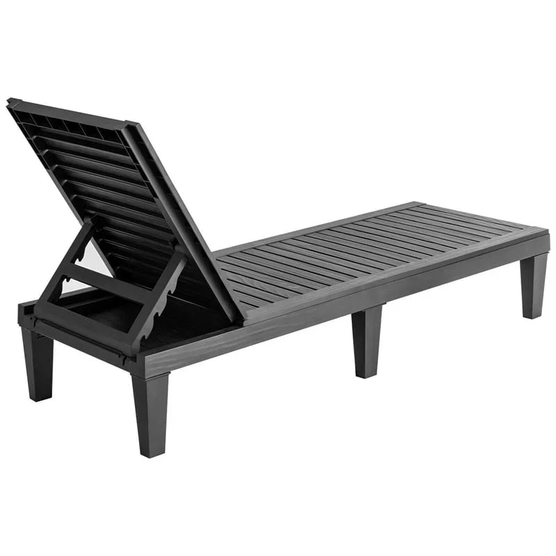 Outdoor Chaise Lounge Chair Patio Recliner Adjustable With 5 Positions Wood Texture Design Waterproof Easy To Assemble - Comf