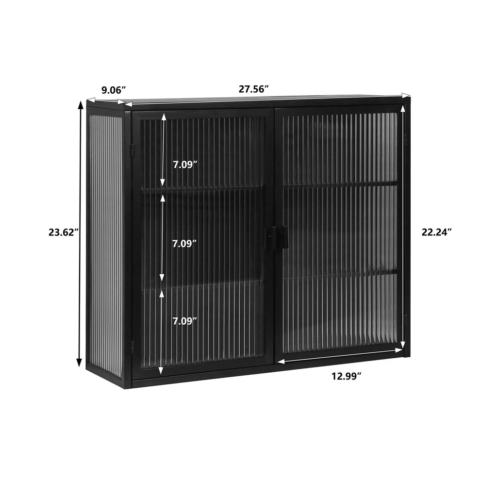 27.56"Modern Wall Cabinet with Glass Doors, Bathroom Cabinet with Featuring Three-tier Storage for Entryway Living Room, Bathroom or Dining Room - image 17