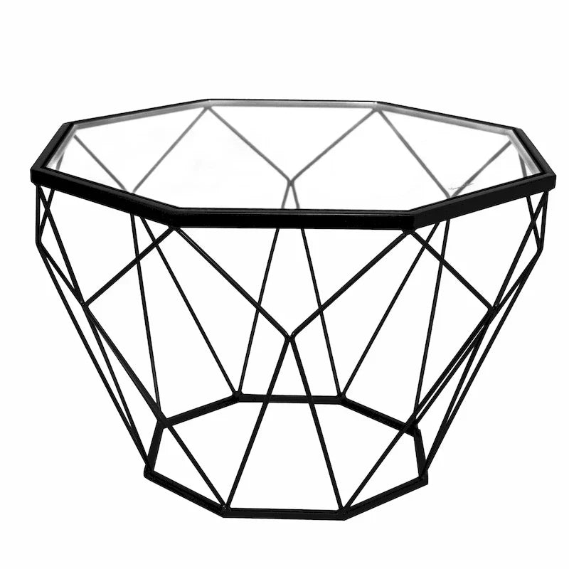 Malibu 22 Modern Octagonal Coffee Table with Tempered Glass Top and Durable Metal Geometric Base for Living Room or Office - image 6