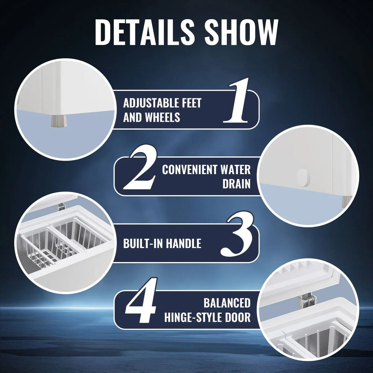 JIEJIA Compact Freezer 3.5 cu ft Environmental Chest Freezer, Mini Freezer with 7 Gear Adjustable Temperature, Removable Storage Basket, Energy Saving, White - image 6
