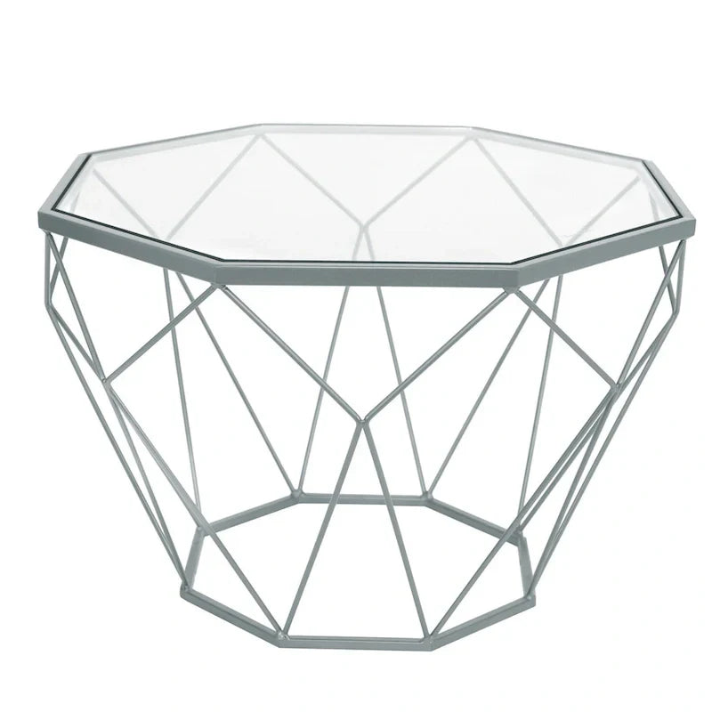 Malibu 22 Modern Octagonal Coffee Table with Tempered Glass Top and Durable Metal Geometric Base for Living Room or Office - image 41