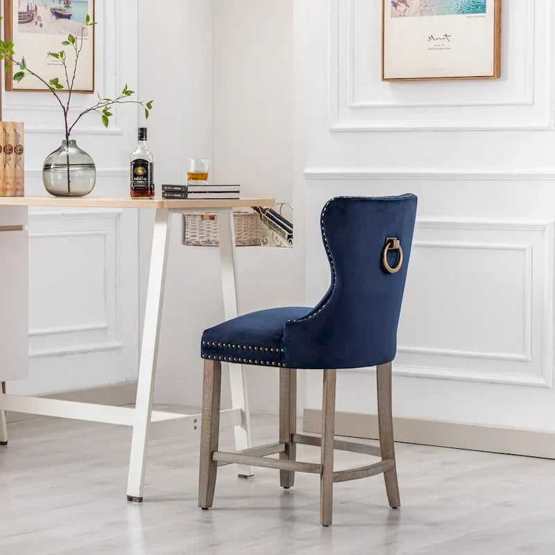 Carter 24-Inch Wingback Tufted Counter Stool with Antique Grey Legs and Nailhead Trim - image 5
