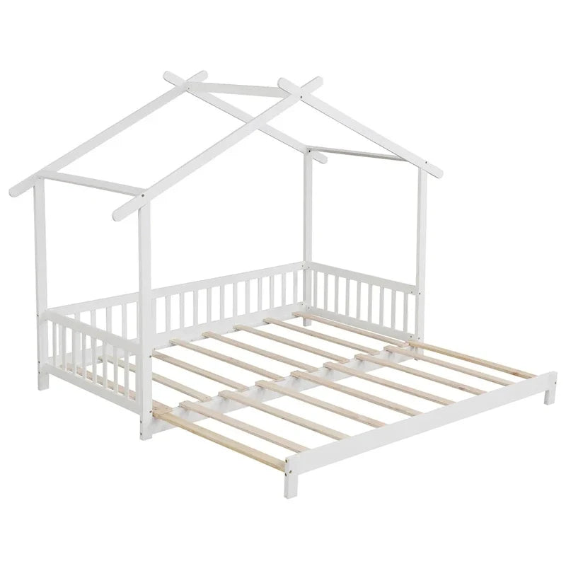 Gymax Twin to King Wooden House Bed Daybed with Safety Rails & Customizable Design - image 15