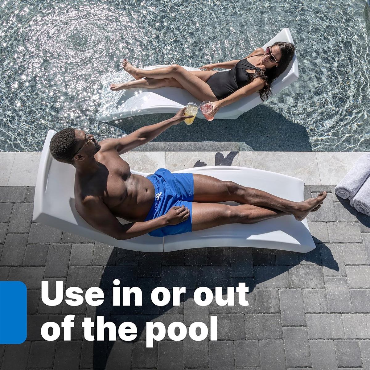 Pool Lounger, Fade-Resistant, Waterproof Patio Furniture, Pool Lounge Chair for Sun Shelf, Use in Pools with Shelves Up to 9-Inches Deep or Outside Pool Deck, Weighted, White - image 6