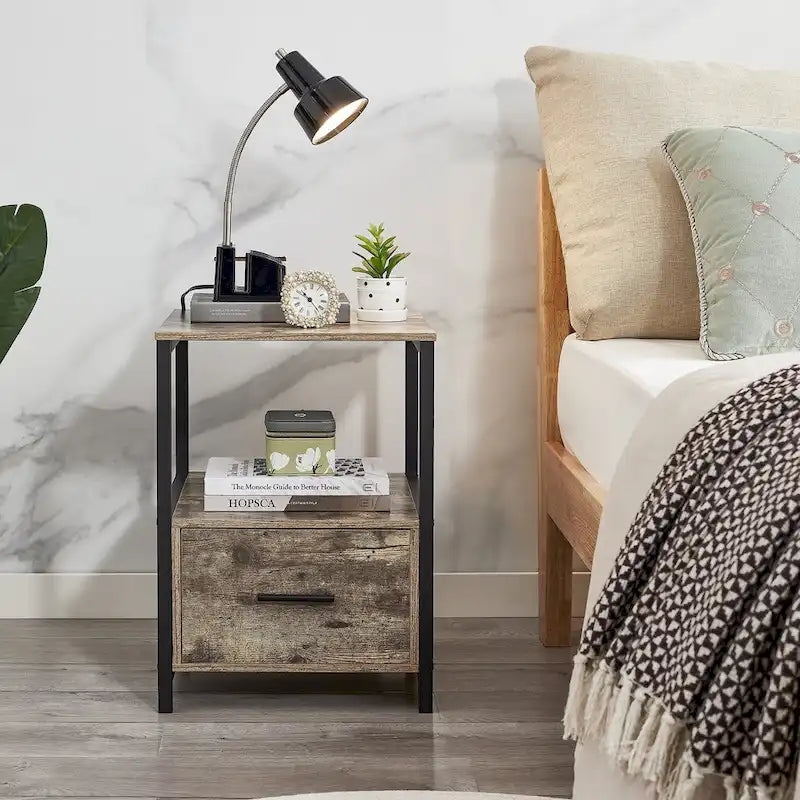 Javlergo Set of 2 Modern Square 1-Drawer Nightstands - Stylish End Tables for Bedroom and Living Room - image 2