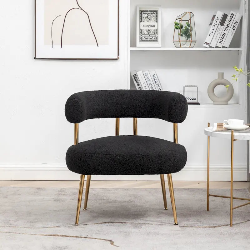SEYNAR Contemporary Glam Upholstered Open-Back Accent Chair with Gold Legs - image 2
