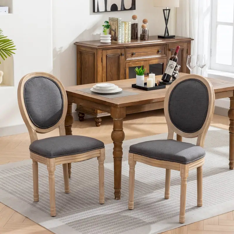 Set of 2 French Oval Back Dining Chairs - Elegant Retro Design with Solid Wood Frame - image 2