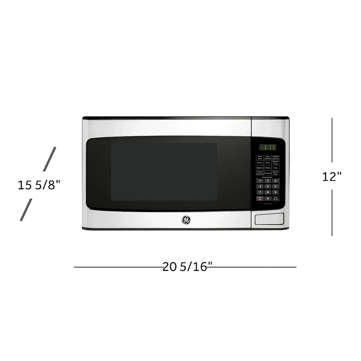 GE 1.1 Cu Ft Countertop Microwave Oven, 950W, Stainless Steel, One-Touch Cooking, Turntable, Auto Defrost, Child Lock, Model GCST11N1WSS - image 5