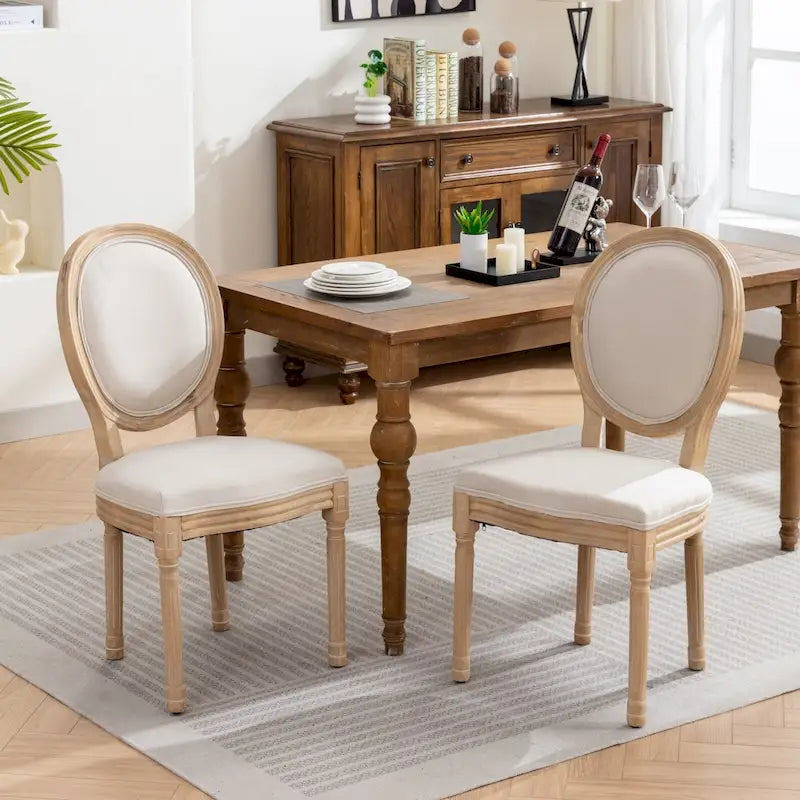 Set of 2 French Oval Back Dining Chairs - Elegant Retro Design with Solid Wood Frame - image 4