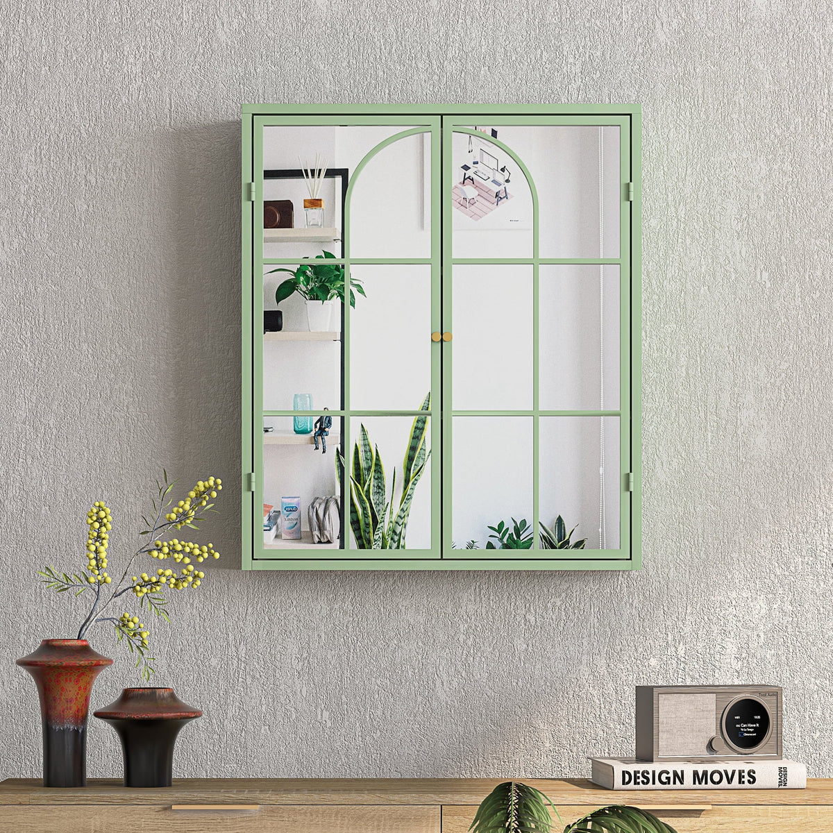 27.56"Modern Wall Cabinet with Glass Doors, Bathroom Cabinet with Featuring Three-tier Storage for Entryway Living Room, Bathroom or Dining Room - image 30