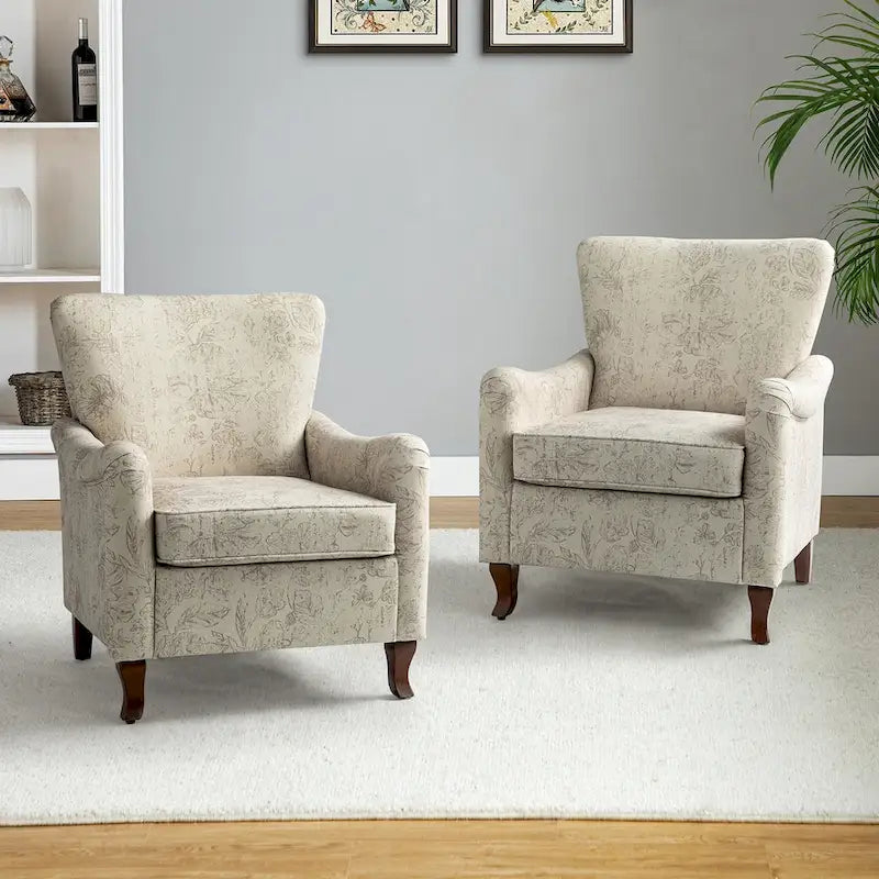 Set of 2 Samouel Contemporary Floral Wingback Armchairs by HULALA HOME - image 35