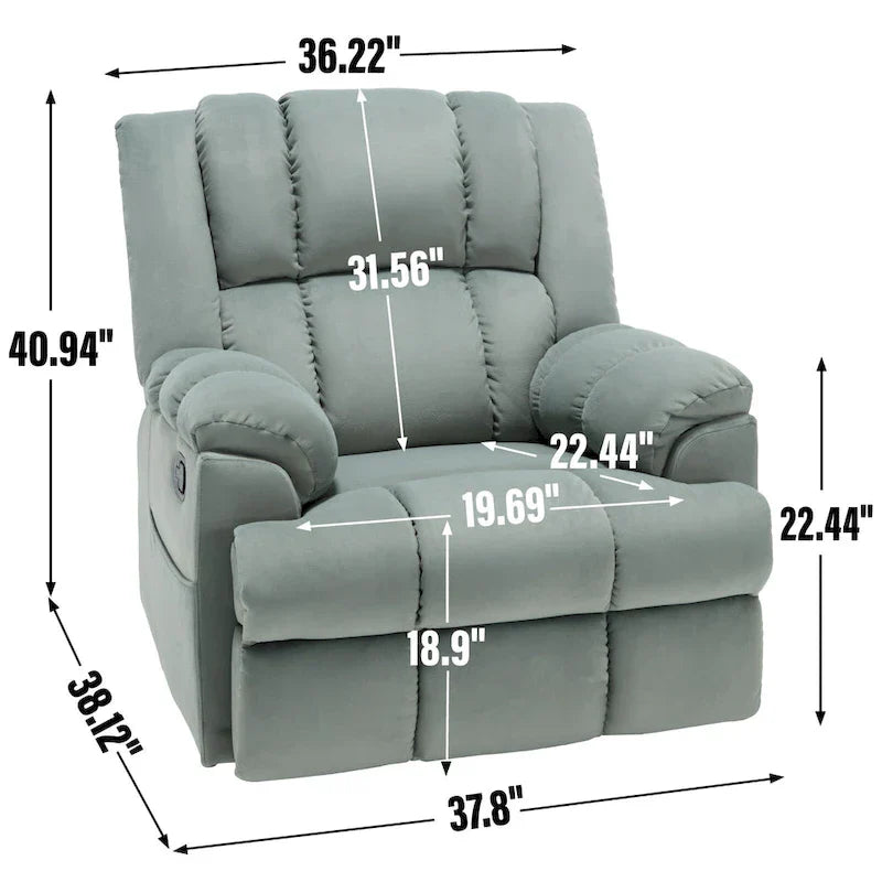 Extra-Large Swivel Rocker Recliner with Footrest and Pockets - Manual Operation - image 14