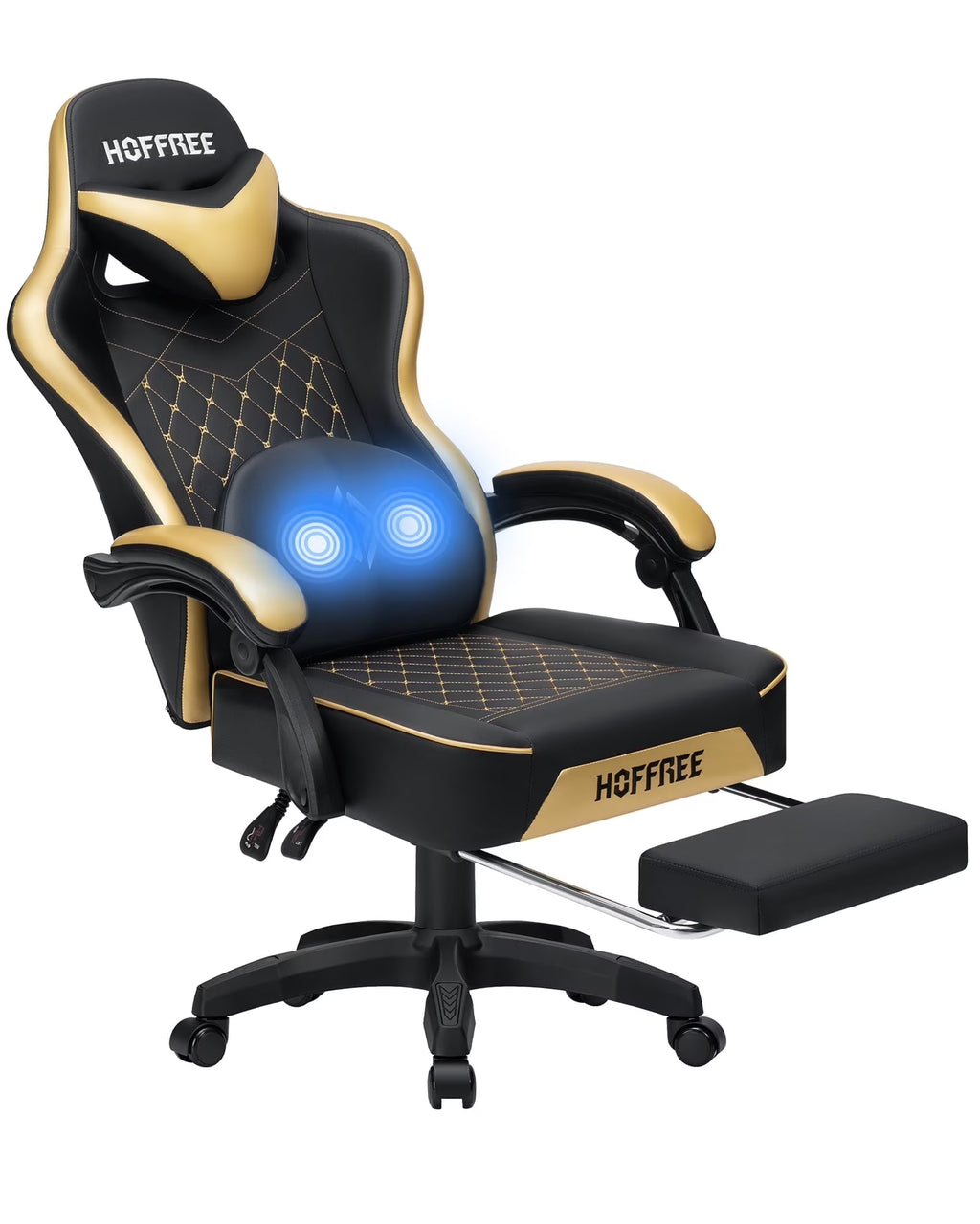 Hoffree Gaming Chair with Massage and Footrest Big and Tall Gamer Chair with Headrest and Lumbar Support PU Computer Game Chair for Adults Office - image 9