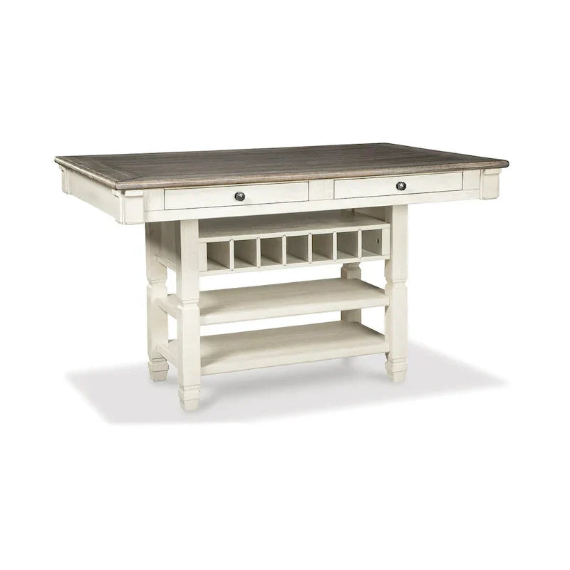 Signature Design by Ashley Bolanburg 7-Piece Counter Height Dining Set in Antique White and Brown - image 2