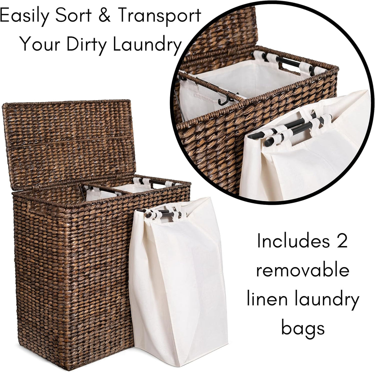 Extra large split gift basket with lining