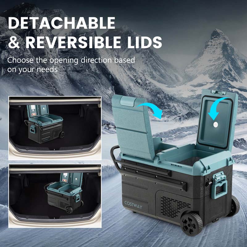 40-Quart Dual-zone Car Refrigerator with Wheels, 12V/24V DC & 100-240V AC Portable Car Fridge Cooler Freezer - image 7