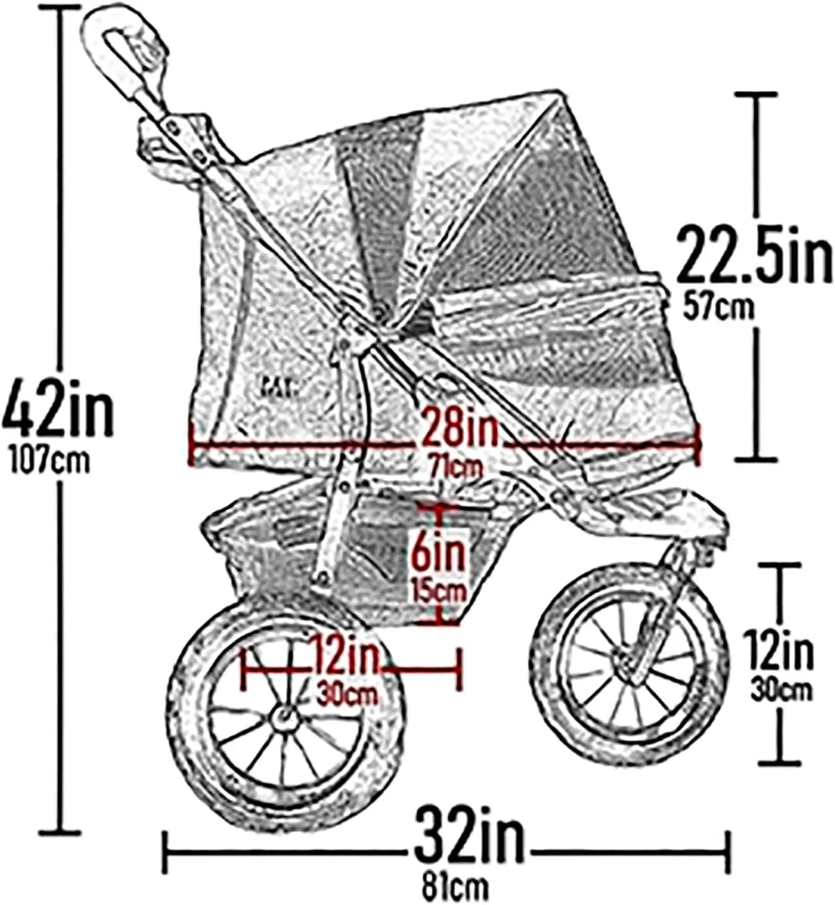 Pet Gear No-Zip AT3 Pet Stroller for Cats/Dogs, Zipperless Entry, Easy One-Hand Fold, Jogging Tires, Removable Liner, Cup Hol