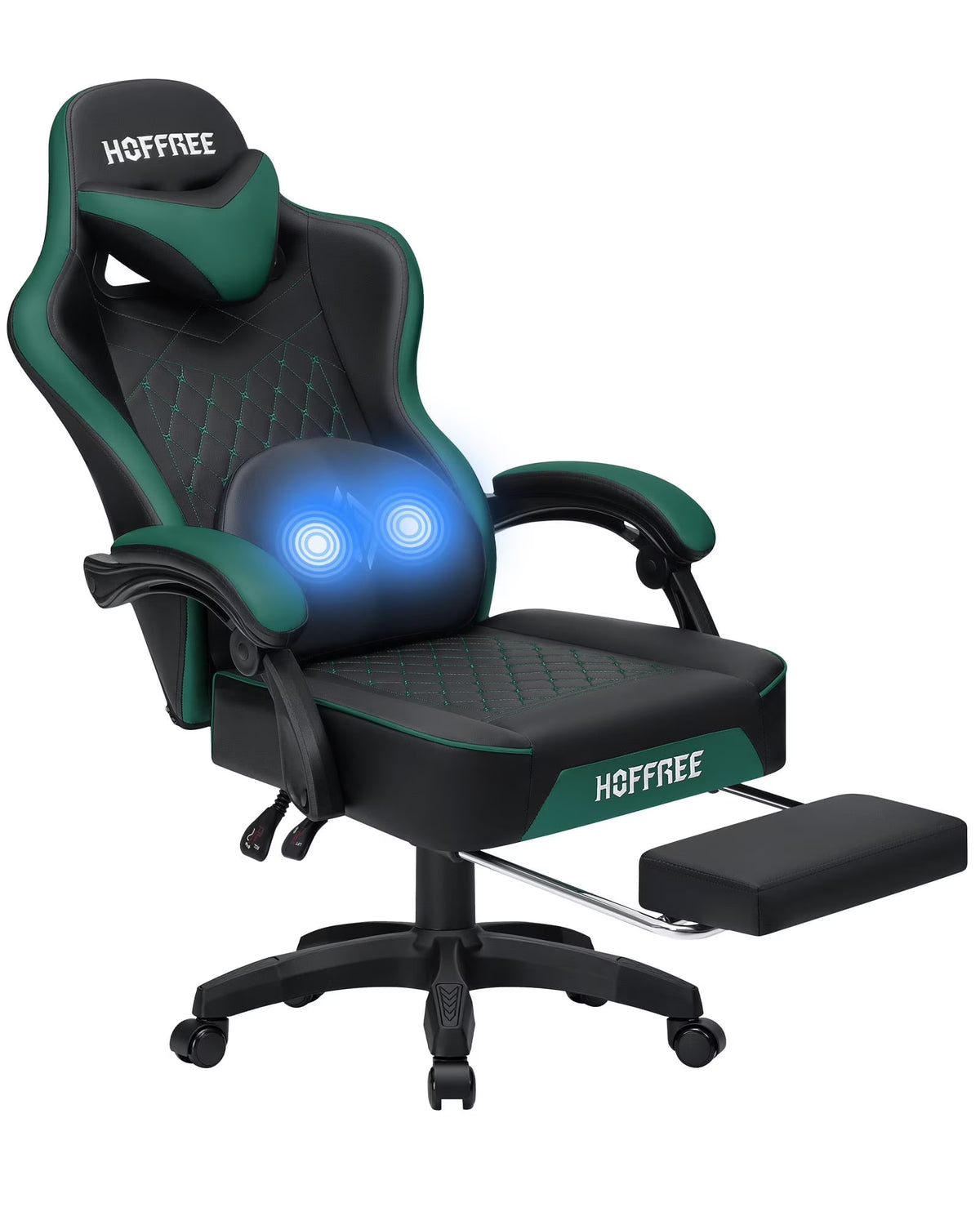 Hoffree Gaming Chair with Massage and Footrest Big and Tall Gamer Chair with Headrest and Lumbar Support PU Computer Game Chair for Adults Office - image 15