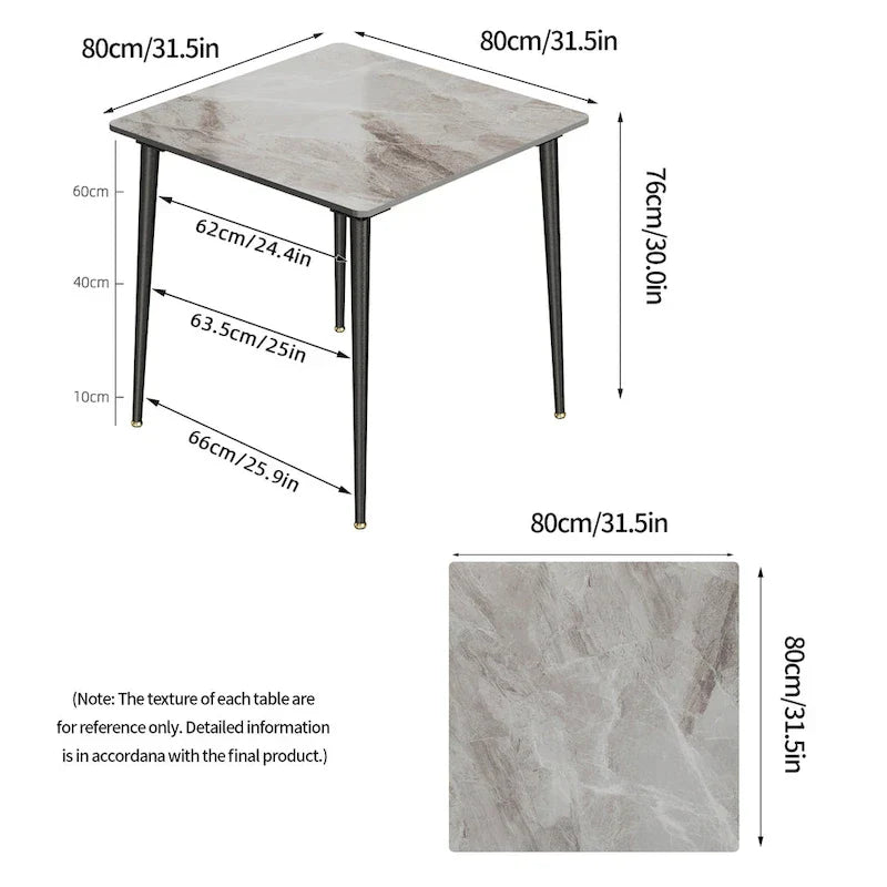 Contemporary Slate Kitchen Dining Table with Sintered Stone Surface and Metal Legs (Table Only) - 31.5 x 31.5 x 30 inches - image 18