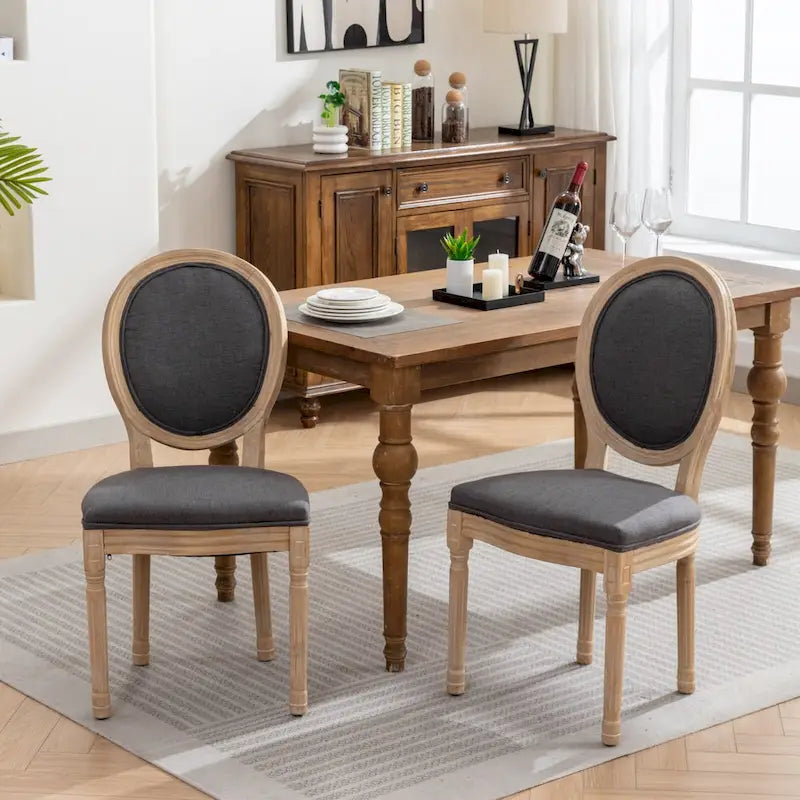 Set of 2 French Oval Back Dining Chairs - Elegant Retro Design with Solid Wood Frame - image 14