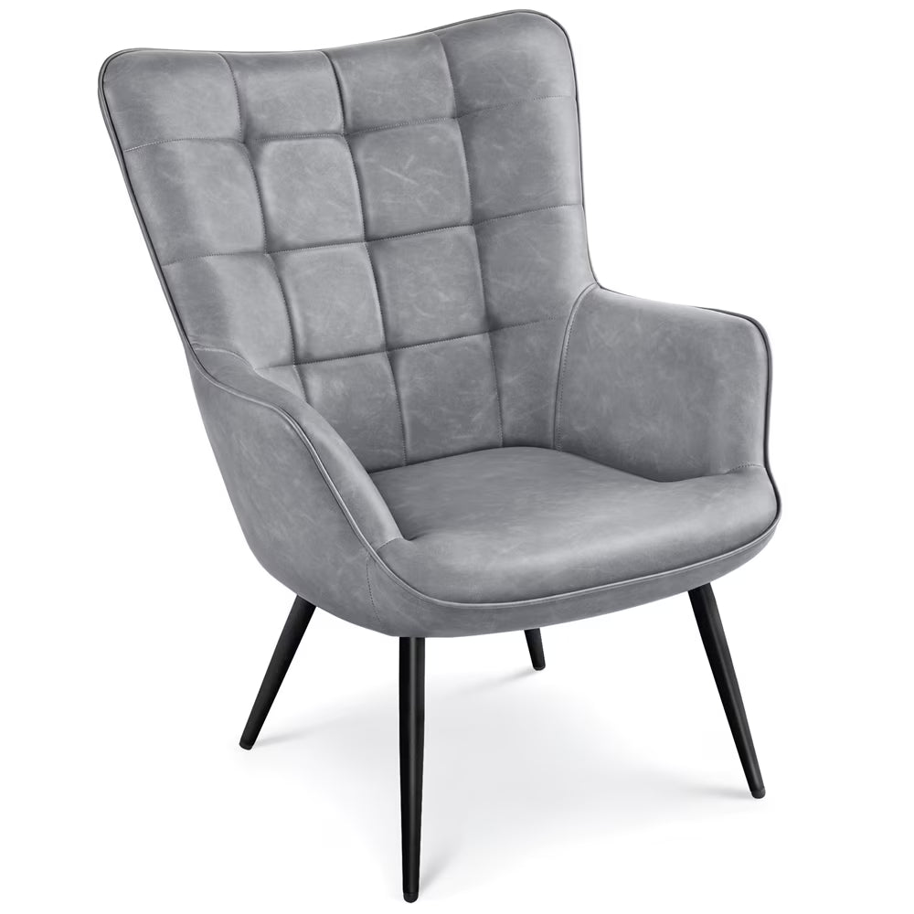 Alden Design Mid-Century Modern Faux Leather Wingback Accent Chair, Brown - image 7