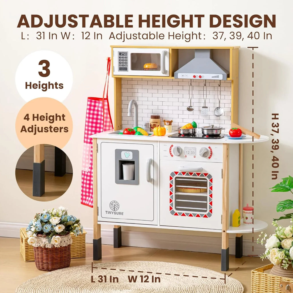 Play Kitchen for Kids - Toy Kitchen Set for Toddlers with Realistic Lights and Sounds, Kids Kitchen Playset with Abundant Toy